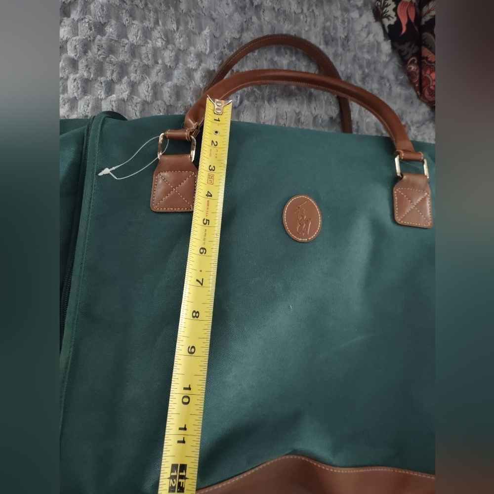 Polo Ralph Lauren Green Duffel Bag with Brown Vegan Leather Trim - Picture 9 of 13
